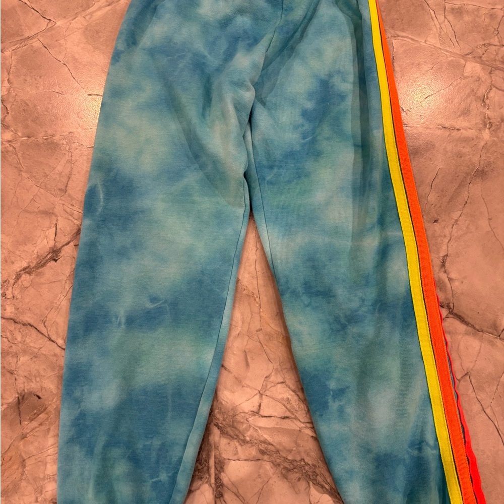 Aviator Nation Blue Tie Dye 5 Stripe Sweatpants